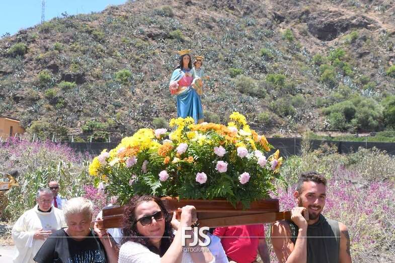 La procesión de María Auxiliadora de este domingo en Mogán/TA.